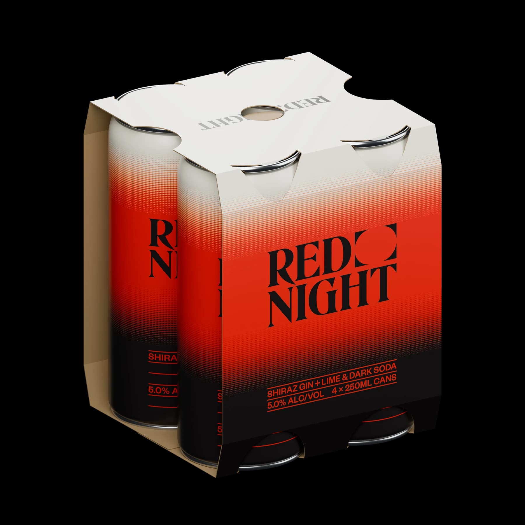 Four Red Night slim cans in their printed cardboard sleeve